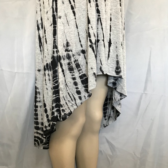 F21 Hi Lo Slouchy Black Grey Tie Die Dress Shirt - Picture 6 of 8